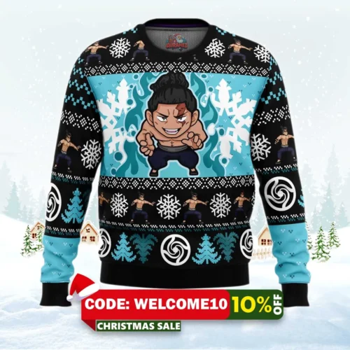 chibi aoi todo jujutsu kaisen ugly christmas sweater 1