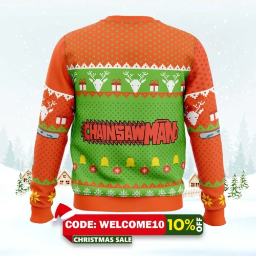chibi chainsaw man ugly christmas sweater 2
