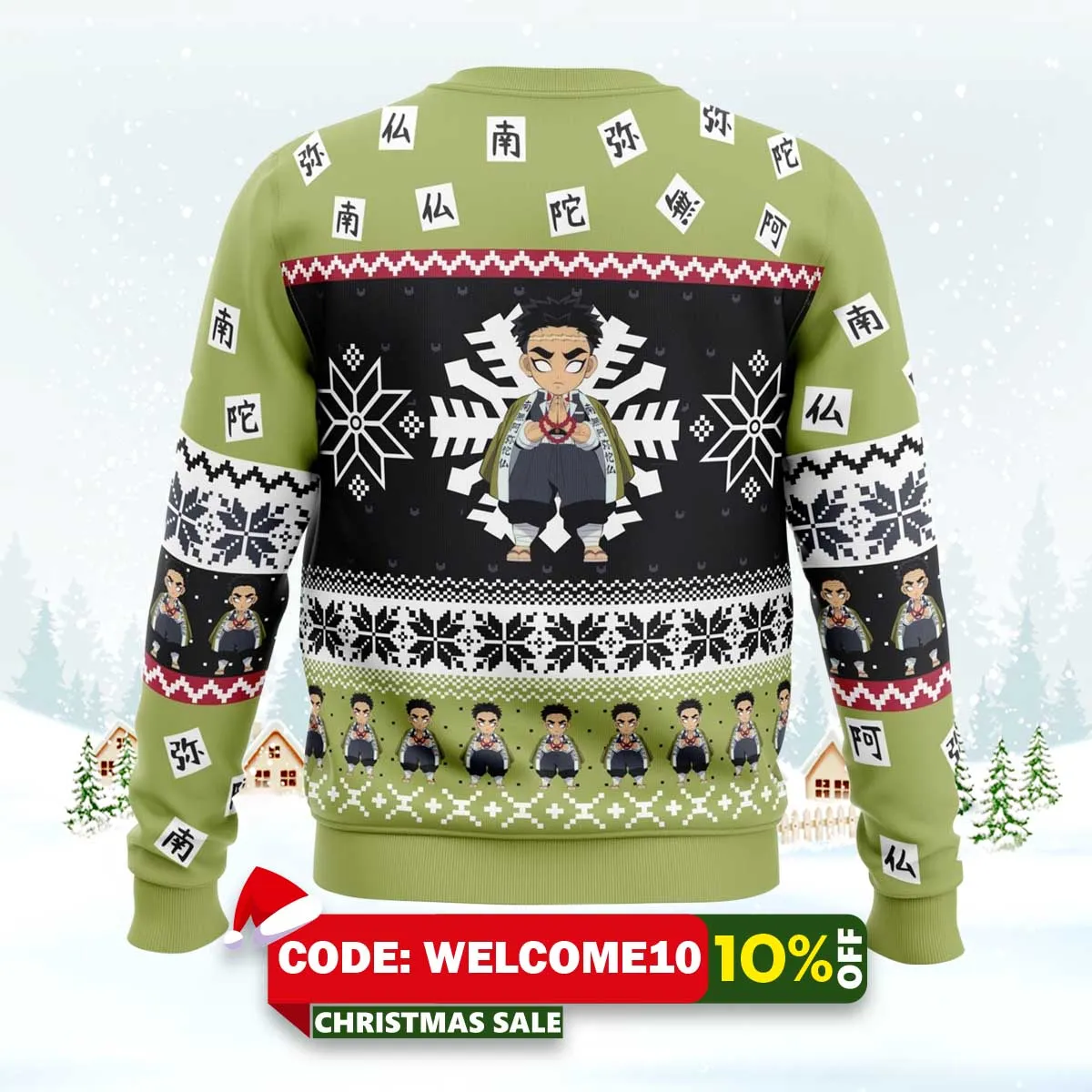 chibi christmas gyomei himejima demon slayer ugly christmas sweater 2 chibi christmas gyomei himejima demon slayer ugly christmas sweater 2