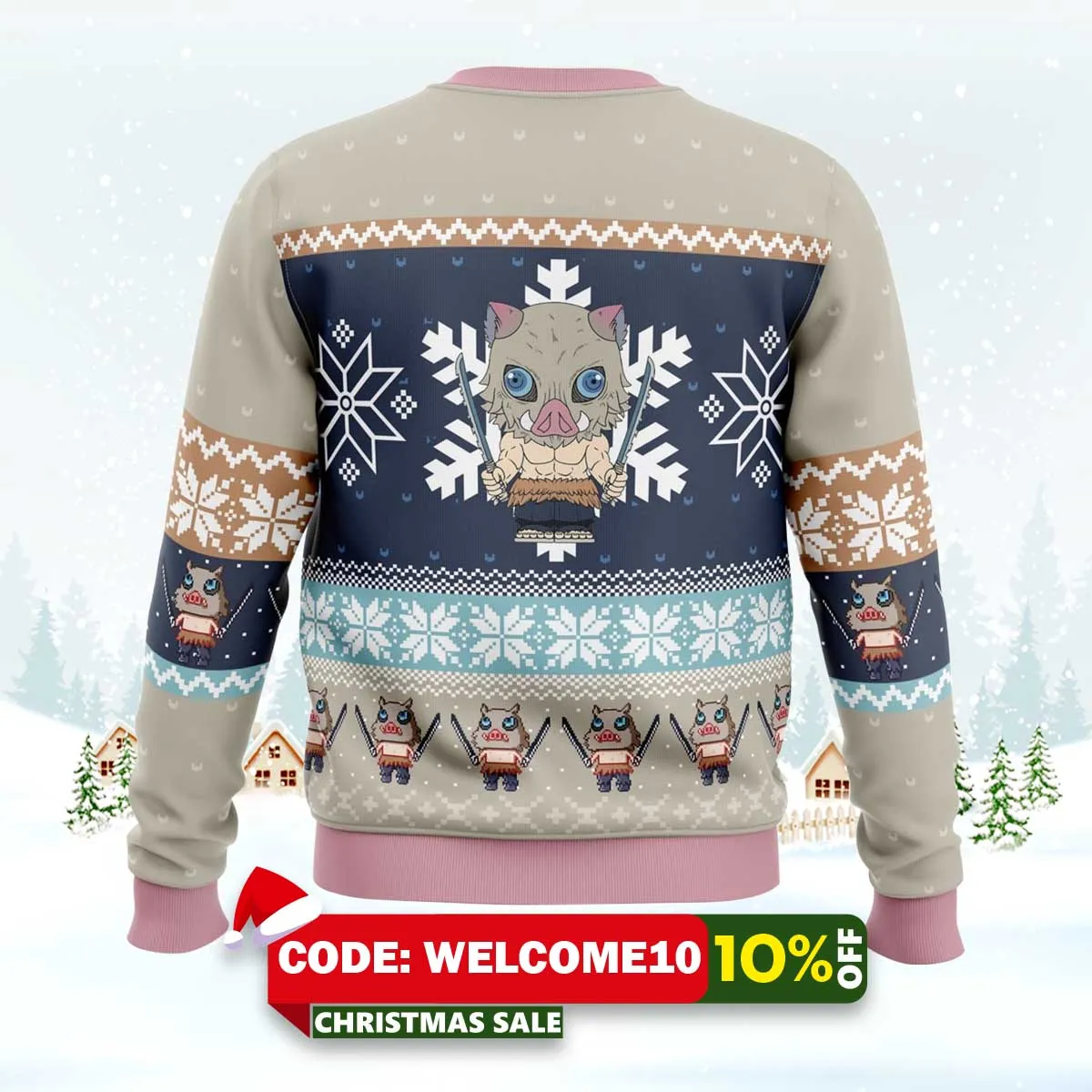 chibi christmas inosuke hashibira ugly christmas sweater 2 chibi christmas inosuke hashibira ugly christmas sweater 2