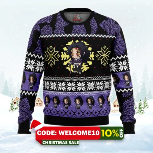 chibi christmas kokushibo ugly christmas sweater 1