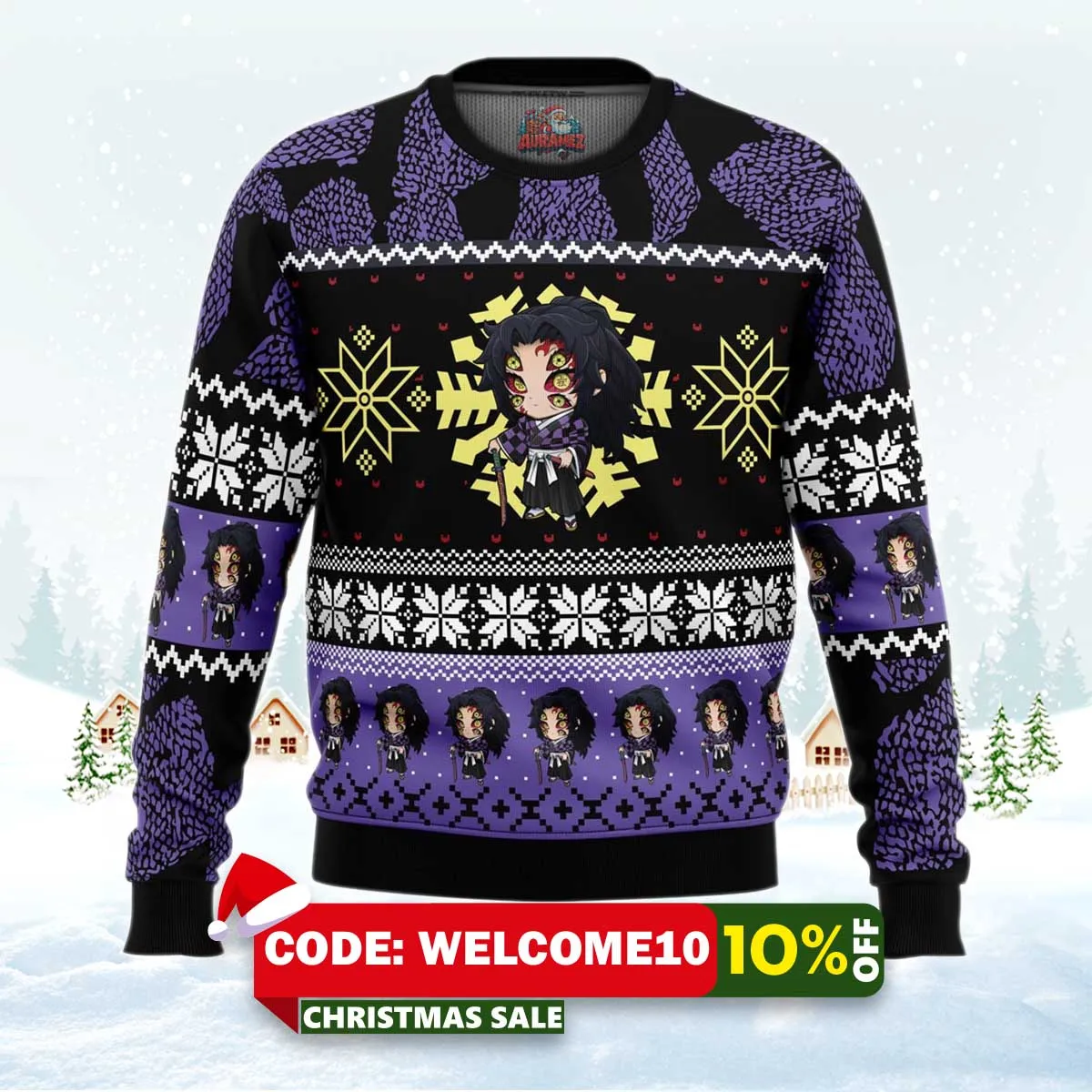 chibi christmas kokushibo ugly christmas sweater 1 chibi christmas kokushibo ugly christmas sweater 1