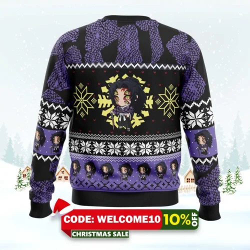 Chibi Christmas Kokushibo Ugly Christmas Sweater 1 chibi christmas kokushibo ugly christmas sweater 2