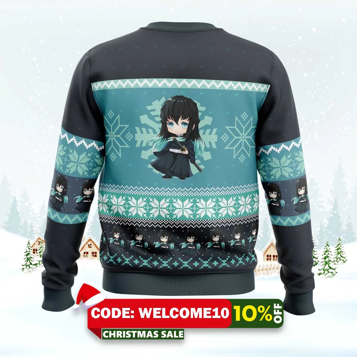 chibi christmas muichiro tokito ugly christmas sweater 2 chibi christmas muichiro tokito ugly christmas sweater 2