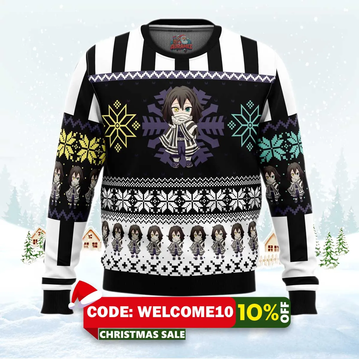 chibi christmas obanai iguro ugly christmas sweater 1 chibi christmas obanai iguro ugly christmas sweater 1