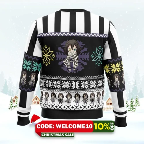 Chibi Christmas Obanai Iguro Ugly Christmas Sweater 1 chibi christmas obanai iguro ugly christmas sweater 2