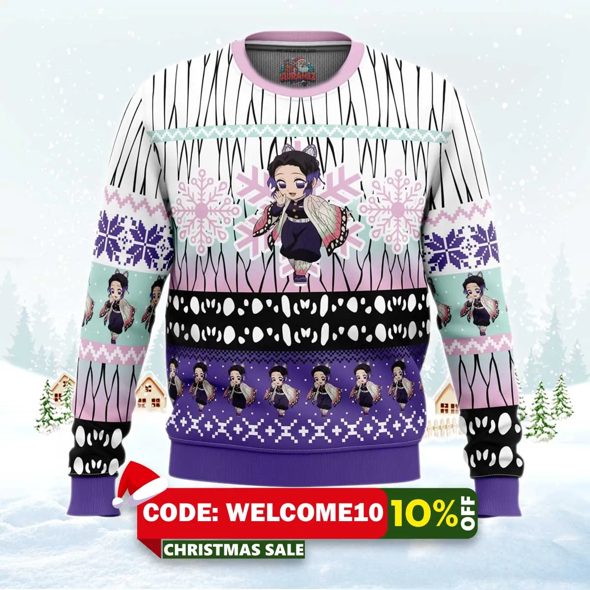 chibi christmas shinobu kocho ugly christmas sweater 1 chibi christmas shinobu kocho ugly christmas sweater 1