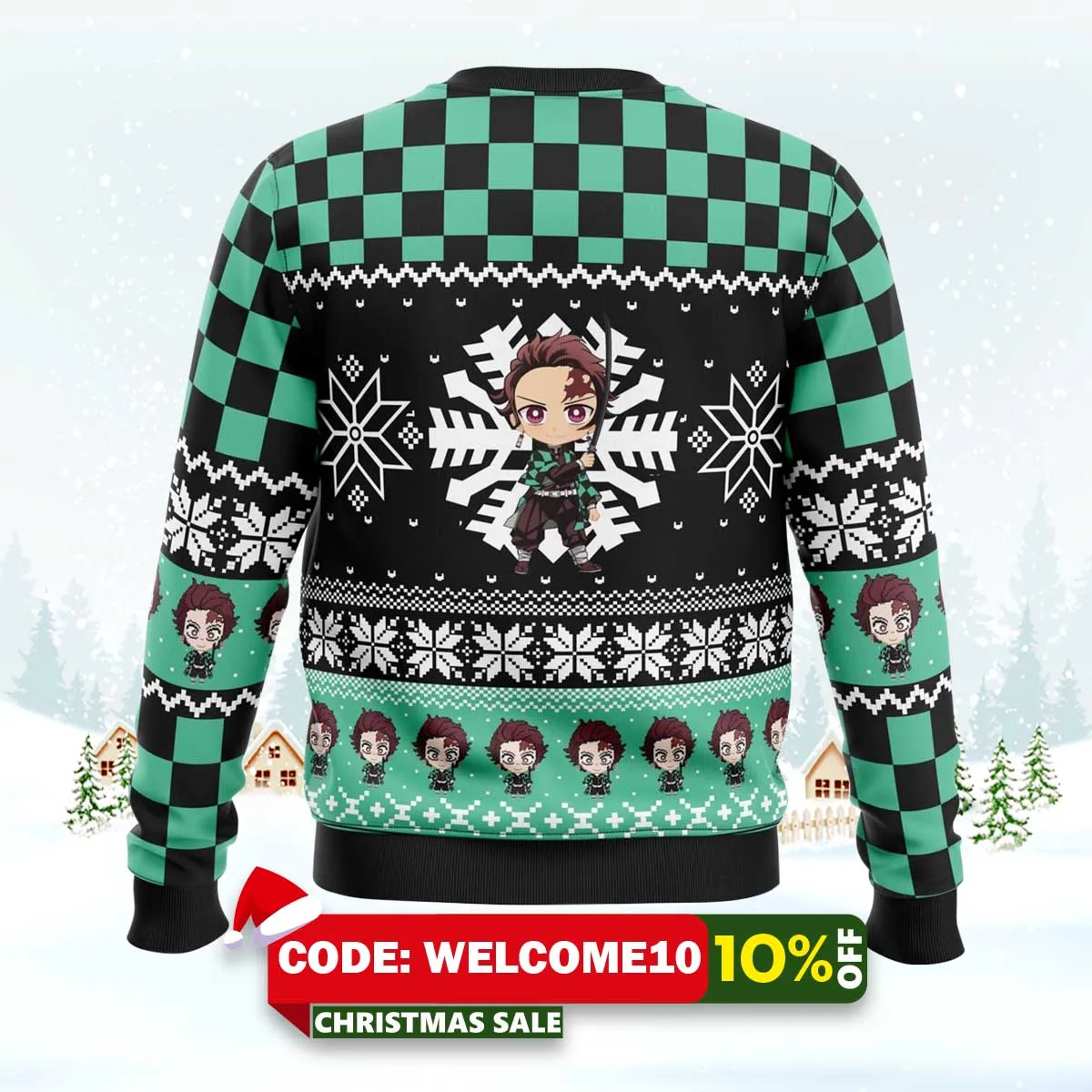chibi christmas tanjiro kamado ugly christmas sweater 2 chibi christmas tanjiro kamado ugly christmas sweater 2