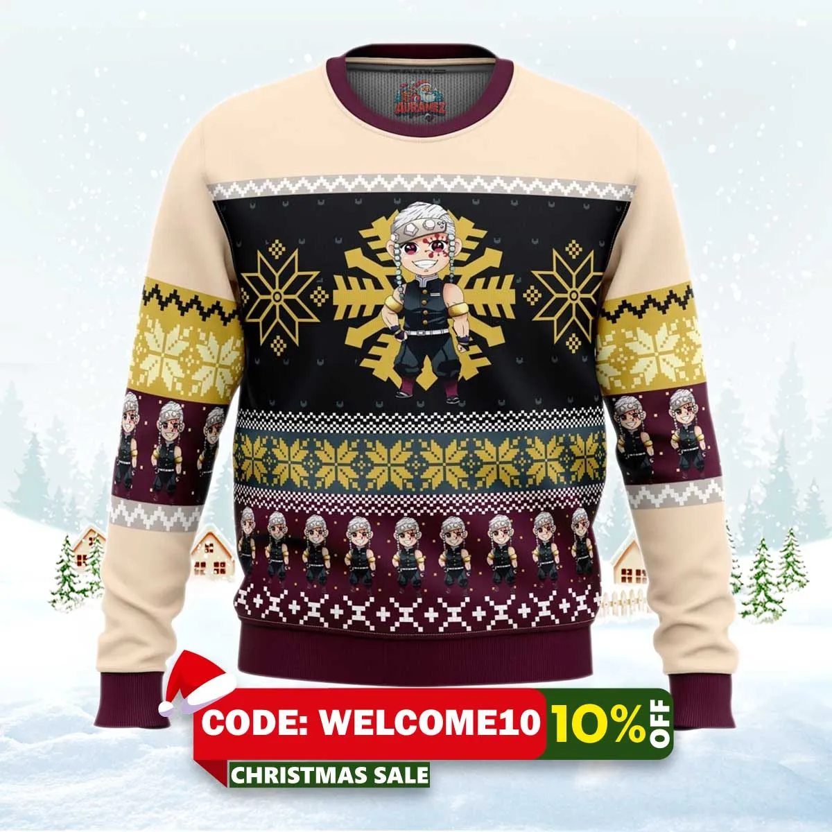 chibi christmas tengen uzui ugly christmas sweater 1 chibi christmas tengen uzui ugly christmas sweater 1