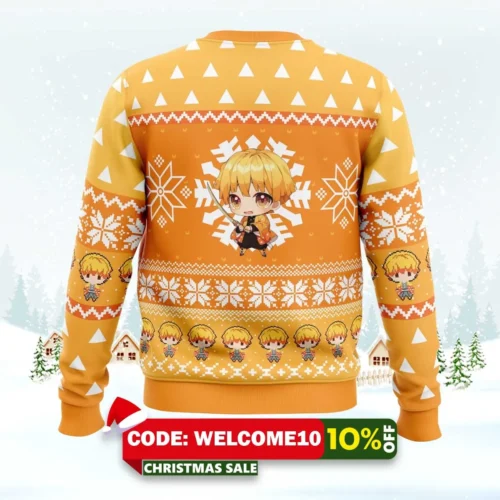 chibi christmas zenitsu agatsuma ugly christmas sweater 2