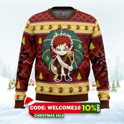 chibi gaara naruto ugly christmas sweater 1
