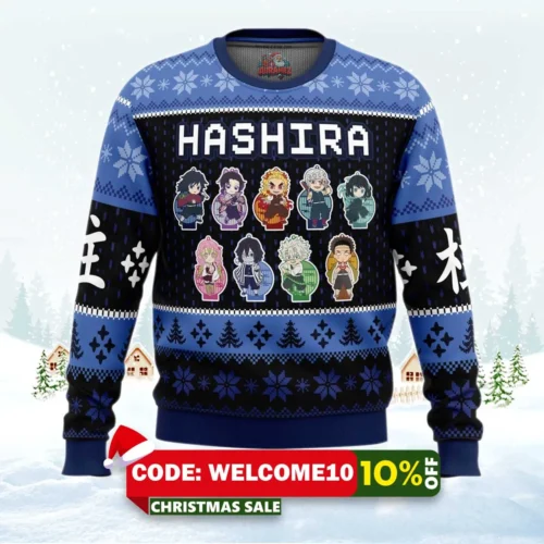 chibi hashira demon slayer ugly christmas sweater 1