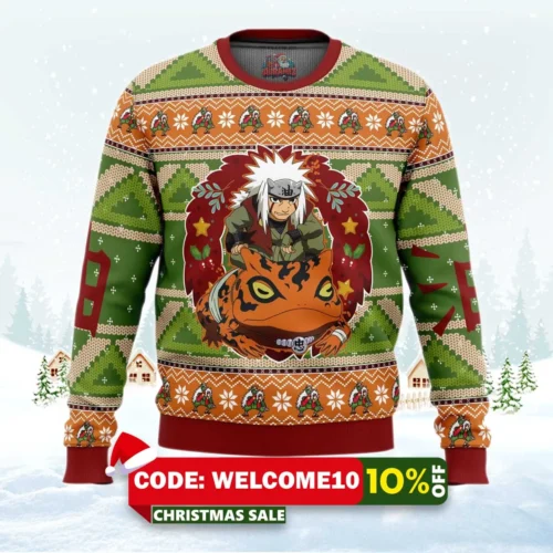 chibi jiraiya naruto ugly christmas sweater 1