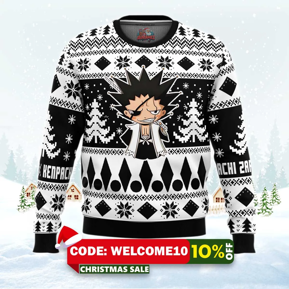 chibi kenpachi zaraki bleach ugly christmas sweater 1 chibi kenpachi zaraki bleach ugly christmas sweater 1