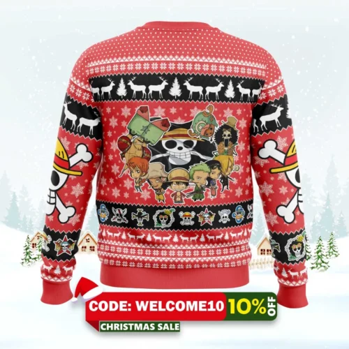chibi straw hat pirates one piece ugly christmas sweater 2