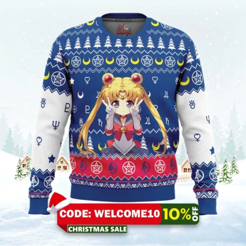 chibi usagi tsukino sailor moon ugly christmas sweater 1