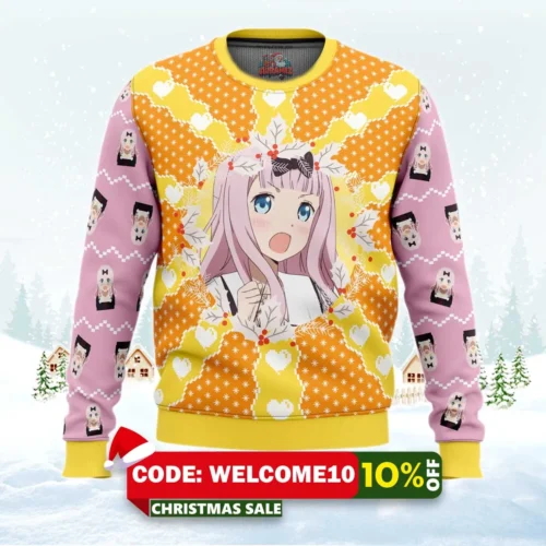 chika fujiwara kaguya sama love is war ugly christmas sweater 1