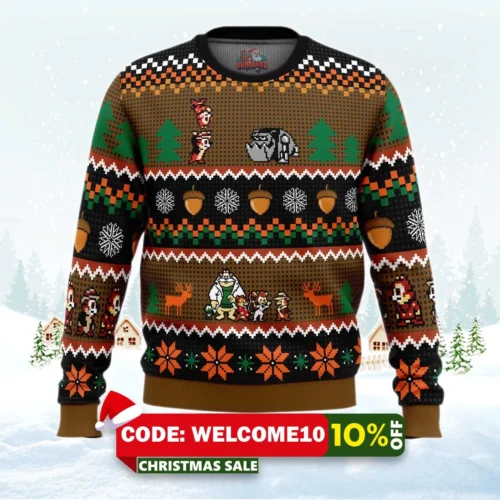 chip 'n dale christmas rangers ugly christmas sweater 1