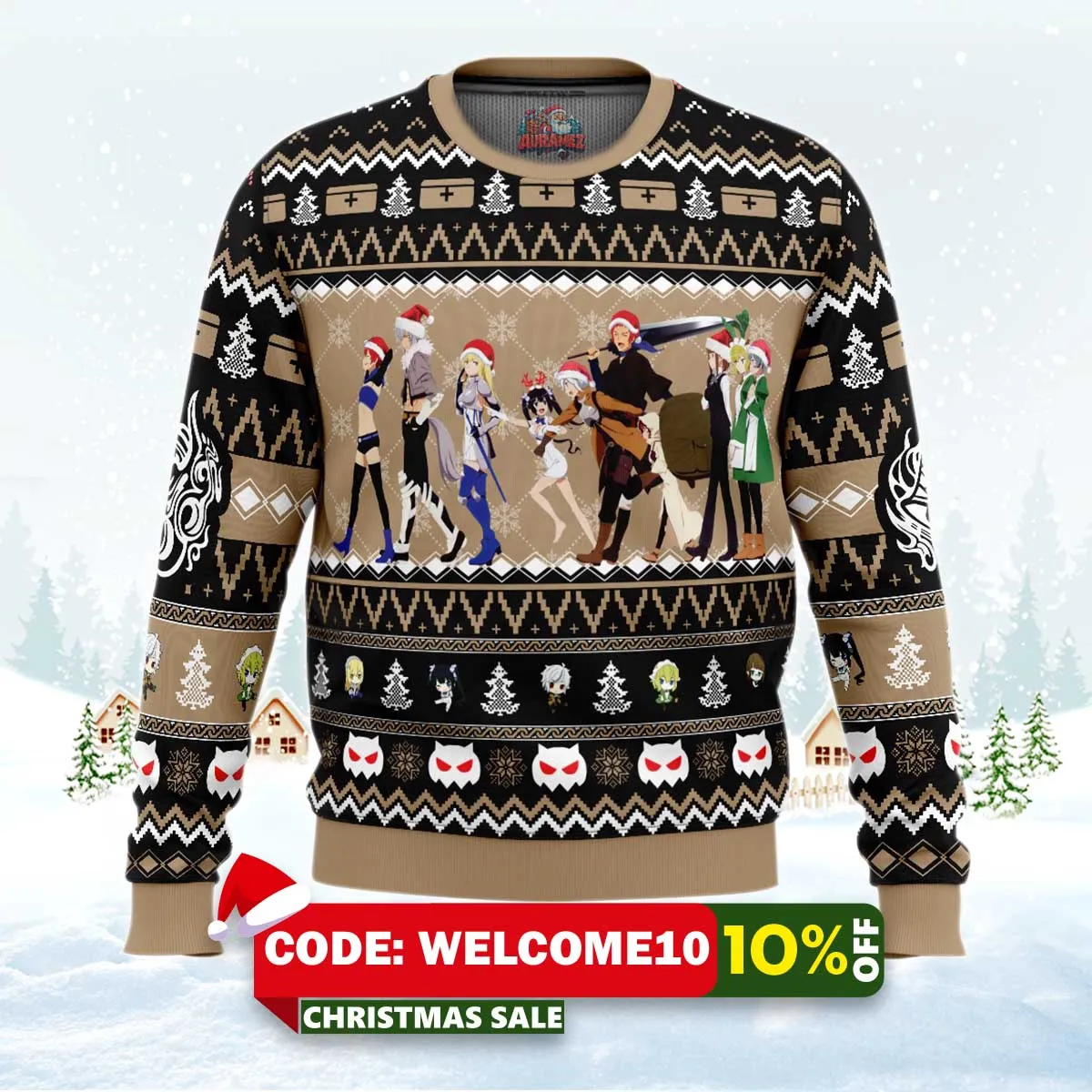 christmas adventure danmachi ugly christmas sweater 1 christmas adventure danmachi ugly christmas sweater 1