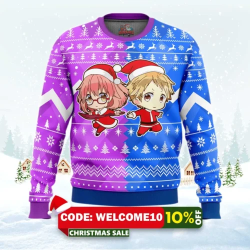 christmas akihito and mirai beyond the boundary ugly christmas sweater 1