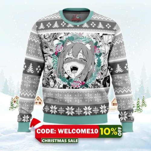 christmas anime ahegao ugly christmas sweater 1