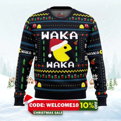 christmas arcade pac man ugly christmas sweater 1
