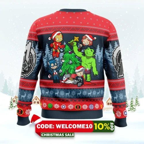 Christmas Avengers Chibi Marvel Comics Ugly Christmas Sweater 1 christmas avengers chibi marvel comics ugly christmas sweater 2