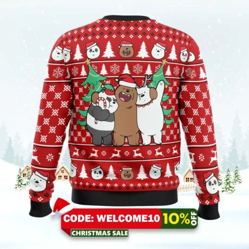 christmas bears we bare bears ugly christmas sweater 2