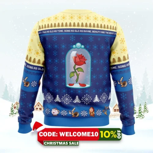 christmas beauty and the beast disney ugly christmas sweater 2