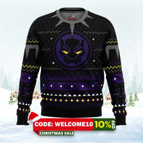 christmas black panther ugly christmas sweater 1