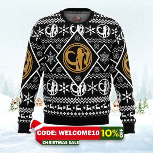 christmas black ranger power rangers ugly christmas sweater 1