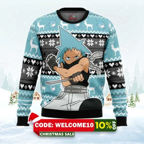 christmas black star soul eater ugly christmas sweater 1