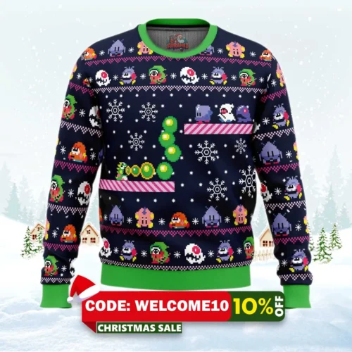 christmas bubble bubble bobble ugly christmas sweater 1