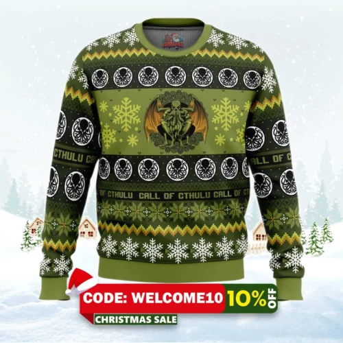 christmas call of cthulu board games ugly christmas sweater 1
