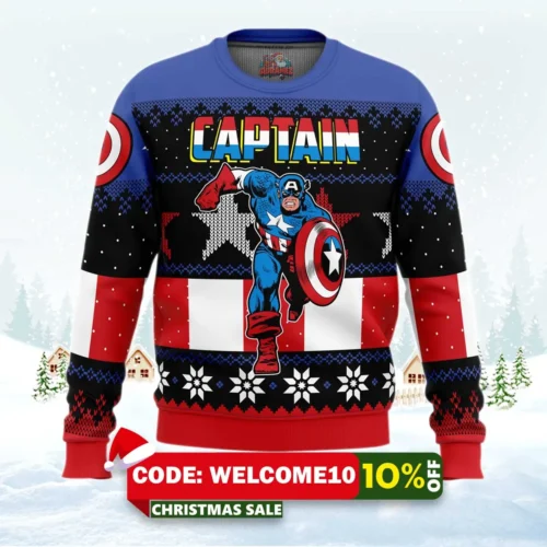 christmas captain america marvel comics ugly christmas sweater 1
