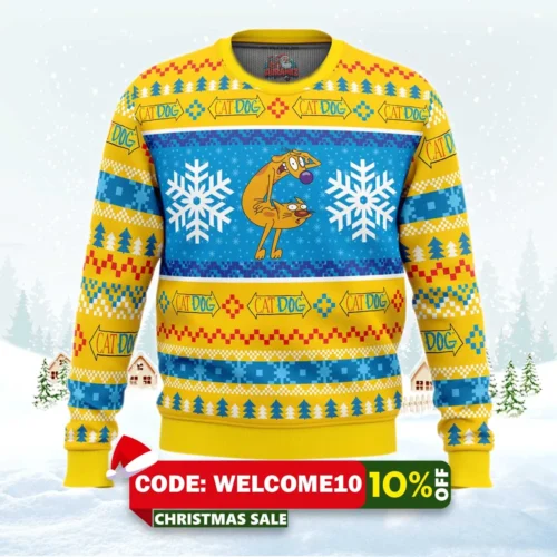 christmas catdog nickelodeon ugly christmas sweater 1