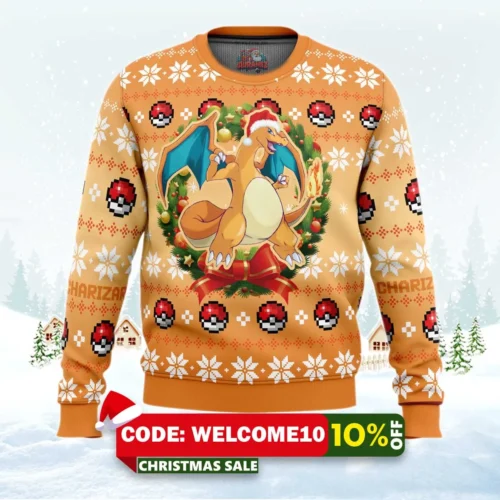 christmas charizard pokemon ugly christmas sweater 1