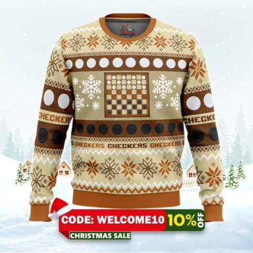 christmas checkers board games ugly christmas sweater 1