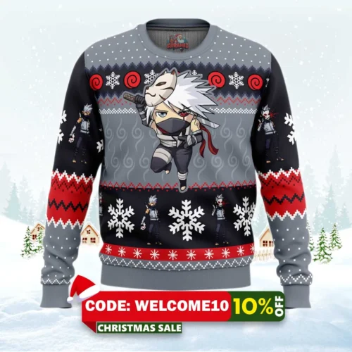 christmas chibi anbu kakashi hatake naruto christmas sweater 1