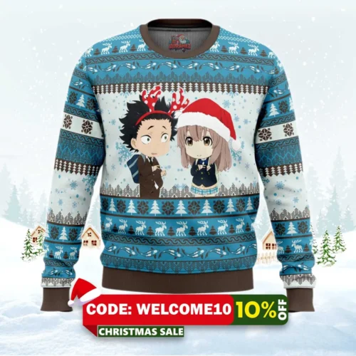 christmas couple a silent voice ugly christmas sweater 1
