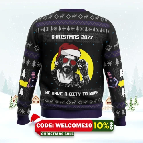 christmas cyberpunk 2077 ugly christmas sweater 2