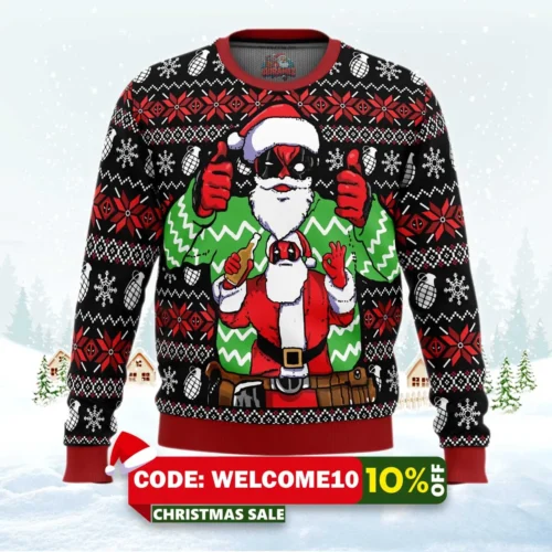christmas deadpool marvel ugly christmas sweater 1