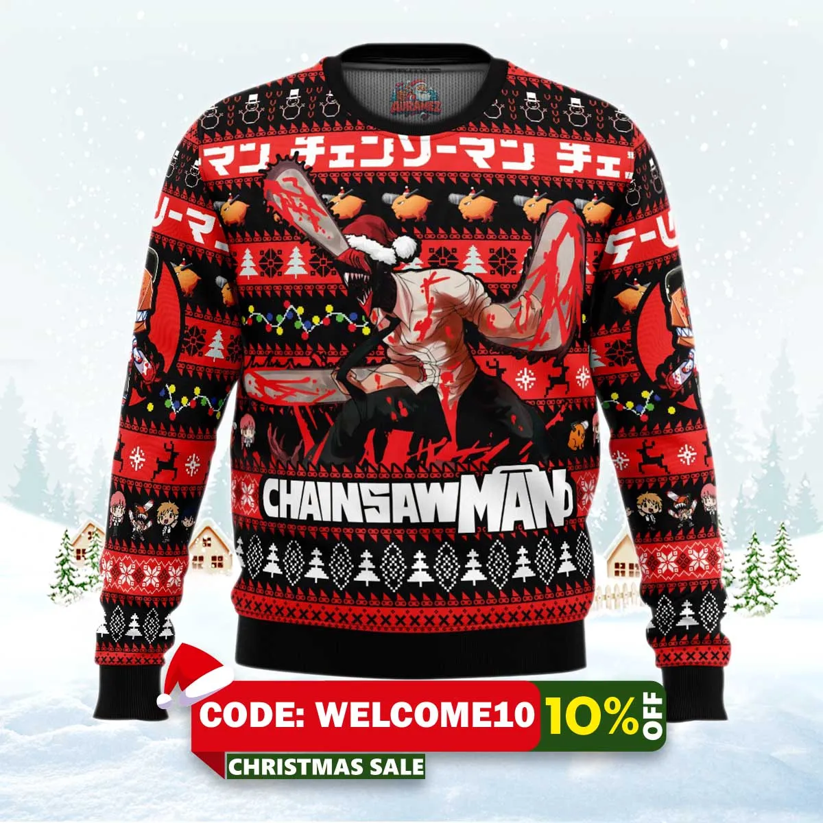 christmas denji chainsaw man ugly christmas sweater 1 christmas denji chainsaw man ugly christmas sweater 1