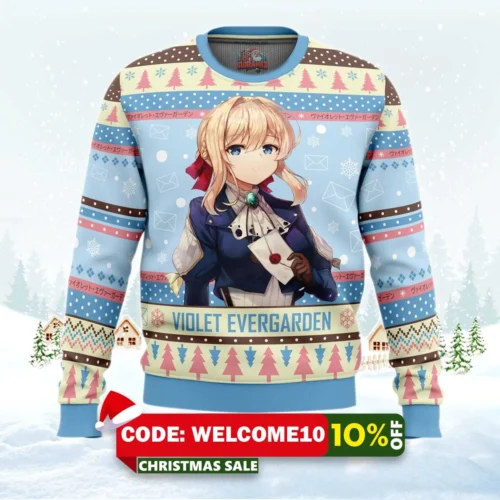 christmas doll violet evergarden ugly christmas sweater 1