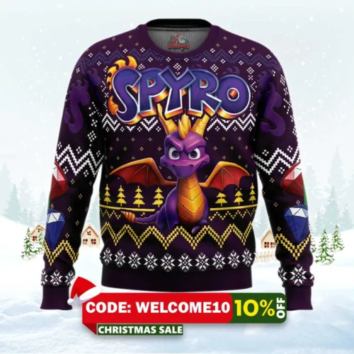 christmas dragon spyro ugly christmas sweater 1