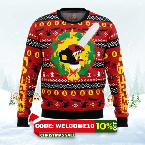 christmas dream chainsaw man ugly christmas sweater 1