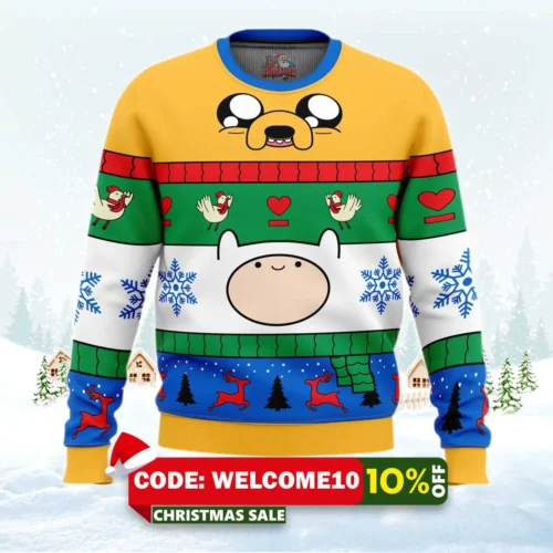 christmas finn and jake adventure time ugly christmas sweater 1