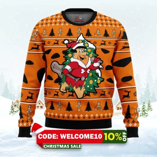 christmas fred the flintstones ugly christmas sweater 1