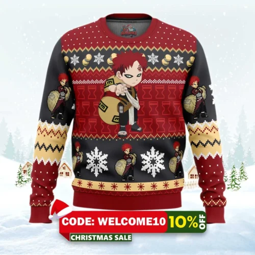christmas gaara naruto ugly christmas sweater 1