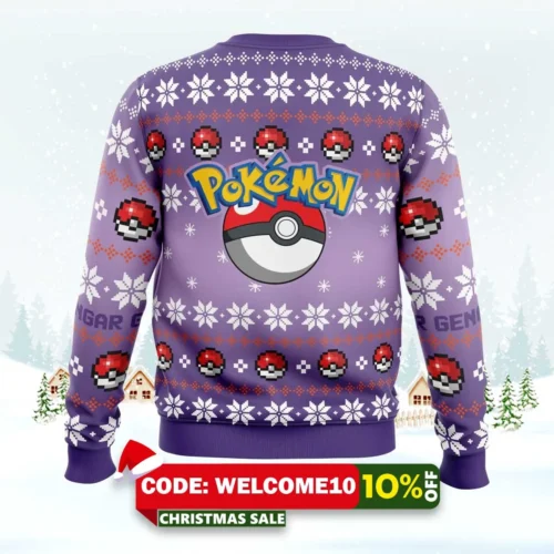 Christmas Gengar Pokemon Ugly Christmas Sweater 1 christmas gengar pokemon ugly christmas sweater 2